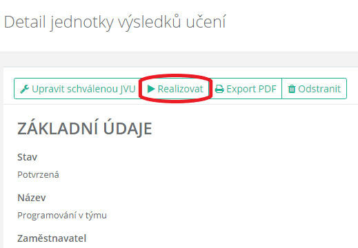 Realizovat JVU